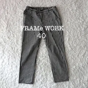 프레임워크 깅엄 체크 캐주얼 팬츠 40 일본제 블랙 화이트
