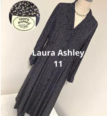 Laura Ashley 네이비 꽃무늬 롱 셔츠 원피스 고급 레트로