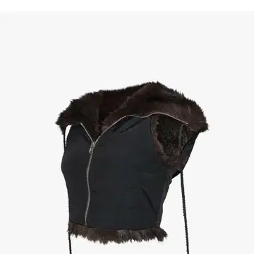 S flip fur vest br x bk theredthread
