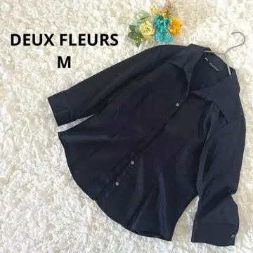 DEUX FLEURS 스키퍼 셔츠 새틴지 7부 소매 M 일본제