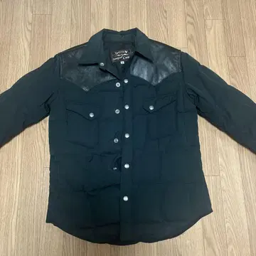 슈가케인 가죽 퀼팅 다운 자켓