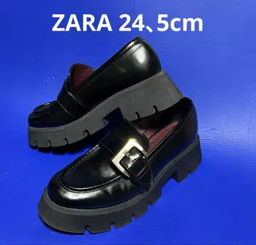 자라 로퍼 통굽 버클 트랙 밑창 블랙 24.5cm