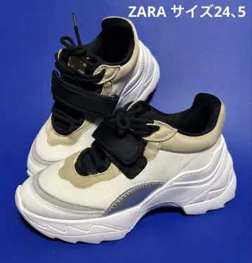 ZARA 캐주얼 스니커즈 벨크로 스트랩 통굽 화이트 사이즈 38