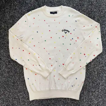 캘러웨이 올 패턴 니트 트레이닝복 골프웨어 화이트 계열 사이즈 L