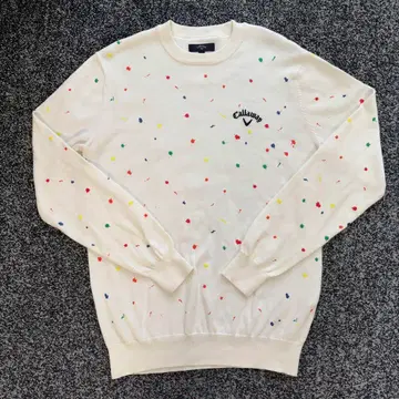 캘러웨이 올 패턴 니트 트레이닝복 골프웨어 화이트 계열 사이즈 L