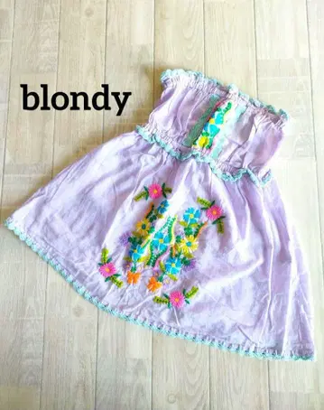 blondy 꽃무늬 자수 베어탑 라벤더 페어리 그런지 모리걸