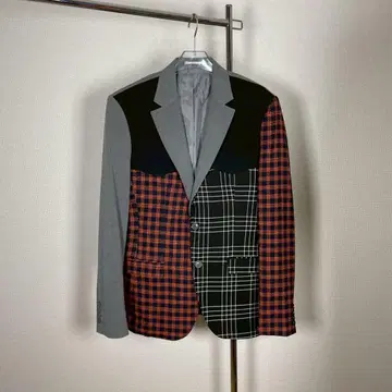 리메이크 체크 자켓 패치워크 도킹