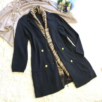 캐시미어 혼방 Theory 니트 자켓 테일러드 자켓 스타일 골드 버튼