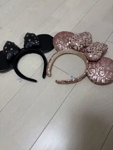 디즈니 미니 머리띠 스팽글 하트 무늬