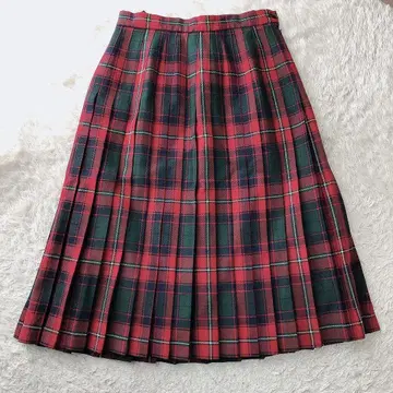GLEN NEVIS 글렌 네비스 타탄 체크 플리츠 스커트 울