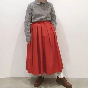 Crespi 크레스피 코튼 나일론 롱 스커트 빨간색