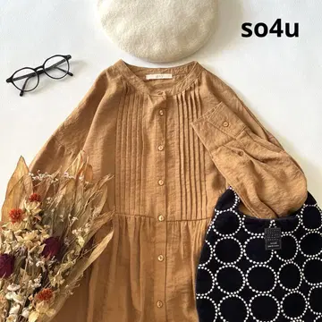 b1324* so4u 하시시타 미요시 티어드 셔츠 원피스