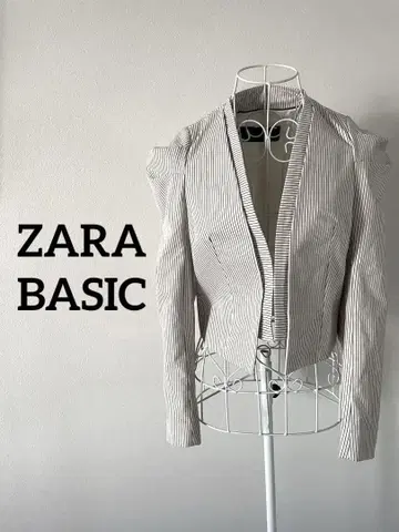 [ ZARA BASIC ] 테일러드 자켓 숏 기장 스트라이프 XS