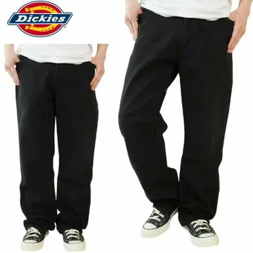 W32 새상품 디키즈 DICKIES 블랙 데님 가죽 패치 트윌 팬츠