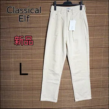 새상품 [클래식 엘프] 허리 턱 하이웨스트 데님 L 내추럴