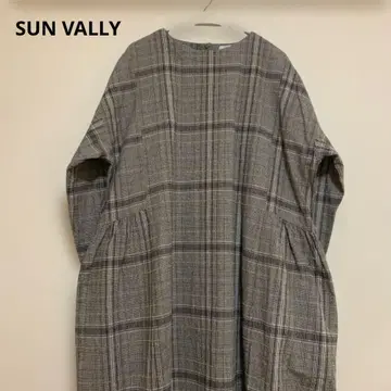 SUN VALLY 체크 무늬 긴팔 원피스