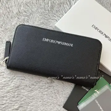 [새상품] 엠포리오 아르마니 장지갑 블랙 가죽 지퍼 블랙