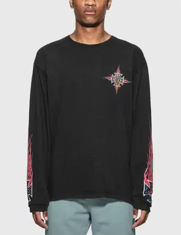 RHUDE 네온 플레임 롱슬리브 티셔츠
