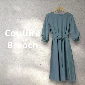 [ COUTURE BROOCH ] 미인색 벌룬 슬리브 원피스 벨트 포함