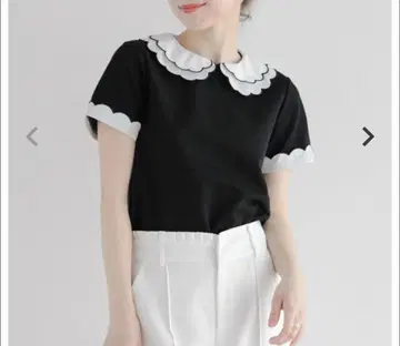 fitmore 자수 더블 칼라 레이어드 상의