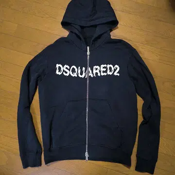 새상품급 DSQUARED2 BLACK 후드티 프론트 지퍼 부착