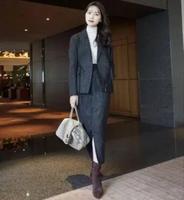 L'Or zip pencil tweed skirt