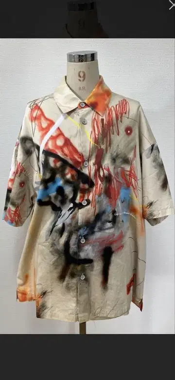 레어품 HERON PRESTON 그래픽 프린트 셔츠 요네즈켄시