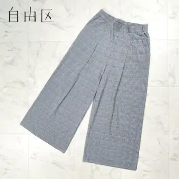 자유구 글렌체크 이지 와이드 팬츠 블랙 사이즈 38*FD221