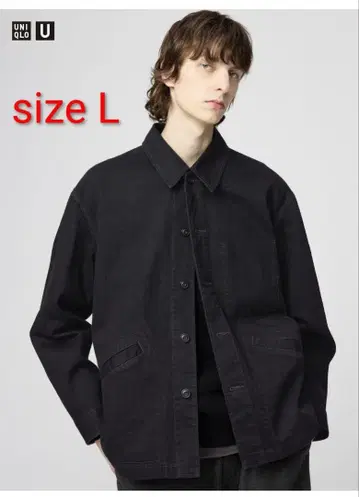 UNIQLO U 블랙 오버 사이즈 컬러 데님 자켓 L 사이즈