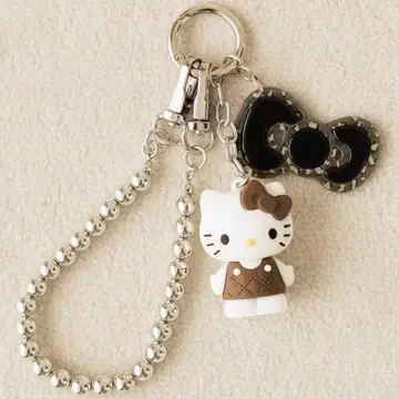 HELLO KITTY 퀼팅 키 참 브라운