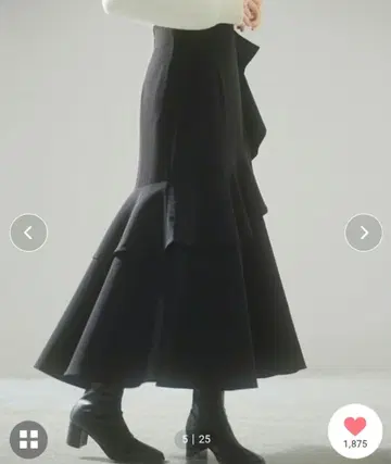 비대칭 티어드 롱 스커트 블랙 롱 스커트 스커트