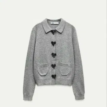완판템 ZARA 리본 버튼 니트 자켓 M 사이즈