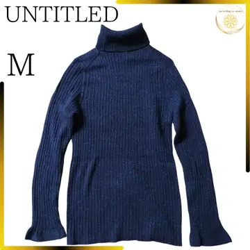 언타이틀 리브 니트 터틀넥 라메 긴팔 파랑 m