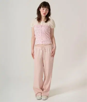 tina:jojun 스톤 장식 드로스트링 팬츠