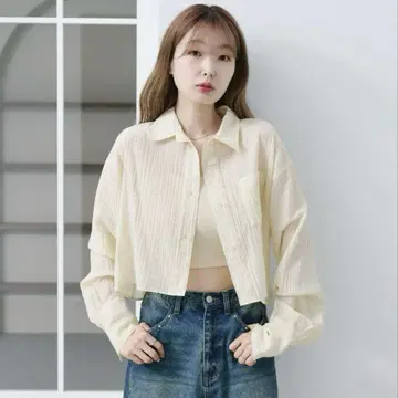 Kastane 깅엄 백리본 셔츠 아이보리 (미사용 새상품, 택 없음)