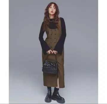 코코딜 하이웨스트 블랙 스트라이프 점프스커트