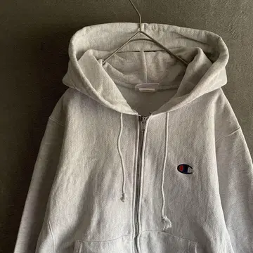 Champion 리버스 위브 집업 후드티 그레이 S