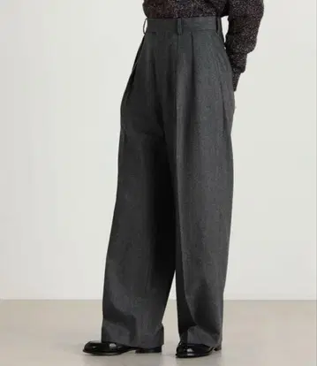 24AW Edition 포플린 멜톤 2턱 와이드 슬랙스