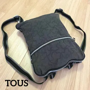 TOUS 토우스 곰 카모플라쥬 그림체 디자인 남녀 공용 나일론 백팩 블랙