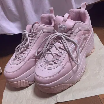 FILA 휠라 디스럽터 2 웨지 핑크 통굽 스니커즈 25cm