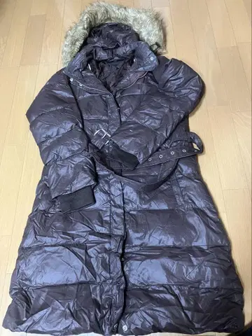 여성용 M 다운 코트 브라운 타미힐피거