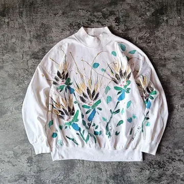 90s USA cotto tops 꽃무늬 핸드 페인트 풀오버