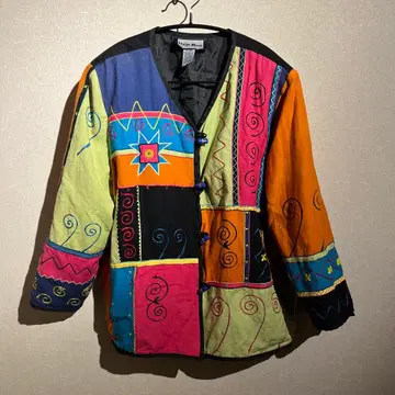 USED USA 구제 의류 디자인 자켓 자수 패치워크 vintage