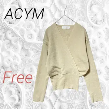 ACYM 스웨터 카슈쿨 베이지 V넥 니트 긴팔 S247