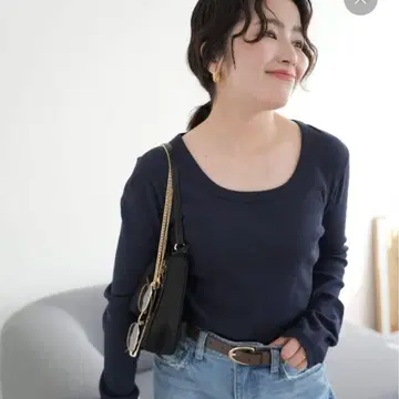 [ 미사용 ] 슬로브 이에나 SAWAHOCO 퍼펙트 티셔츠 네이비