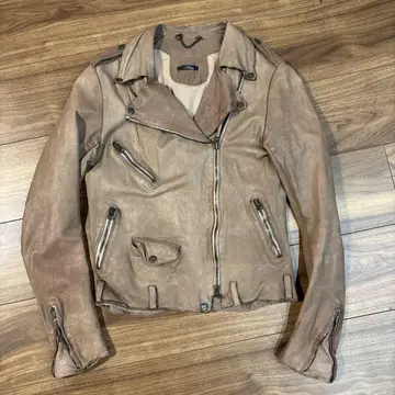 sissi 시시 브라운 가죽 라이더 자켓