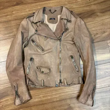 sissi 시시 브라운 가죽 라이더 자켓