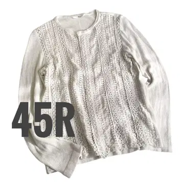 45R 시스루 니트 가디건 자수 아이보리 크림 45rpm