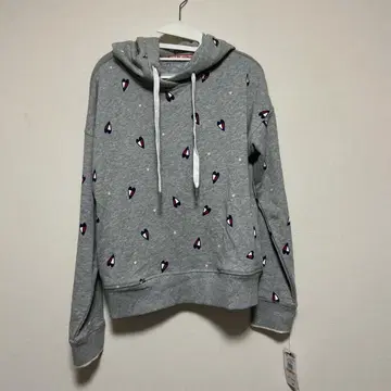 TOMMY HILFIGER 그레이 하트 무늬 후드 부착 후드티 S