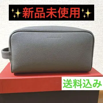 새상품 BONAVENTURA 그레이 가죽 클러치백 트래블 파우치